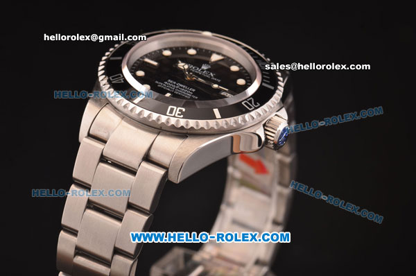 Rolex Sea-Dweller Swiss ETA 2836 Automatic Movement Full Steel with Black Bezel and Black Dial-White Markers - Click Image to Close